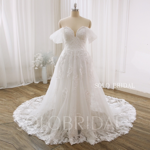 Ivory Strapless Off Shoulder A Line Wedding Dress DPP_0026