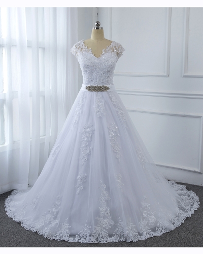 Sweetheat Neckline Covered Sleeved White A Line Wedding Dress 5U7A2769