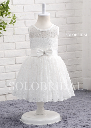 White lace flower girl dress A14807